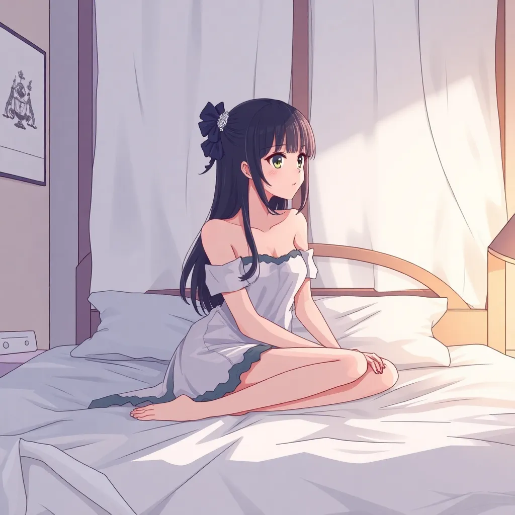 A Ánime girl on the bed 