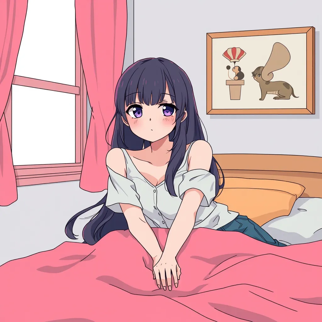 a girl on bed