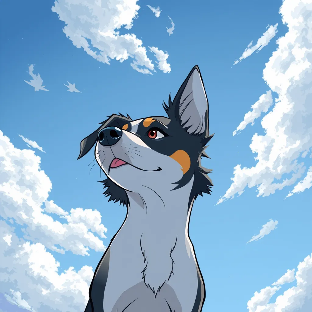 a anime dog in sky